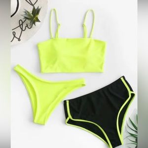 ZAFUL Women’s Neon 3 Piece Bikini Set
